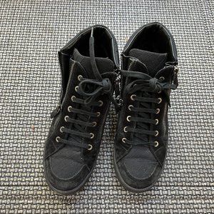 Chanel Black Quilted High-Top Fashion Sneakers
